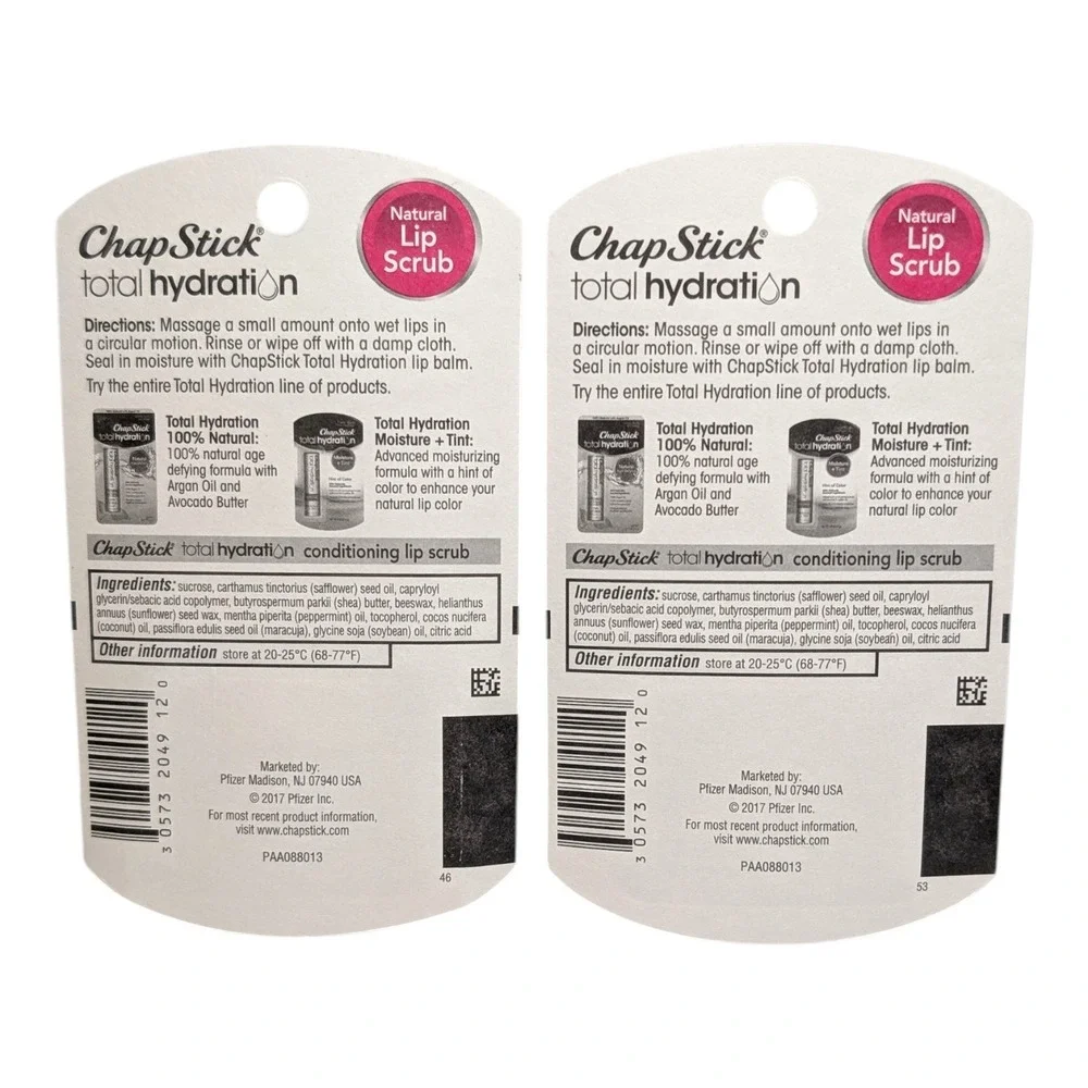 ChapStick Total Hydration Lip‎ Scrub 2 Pack Peppermint 0.27 oz Exfoliate